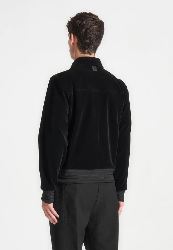 Men Manire De Voir Velvet Trucker Jacket Black