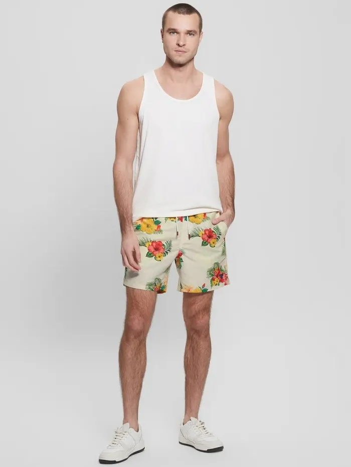 Men Medium Hawaii Swim Trunks Hawaii Ibiscus White Pants and Shorts GUESS Men Medium Hawaii Swim Trunks Hawaii Ibiscus White Pants and Shorts GUESS