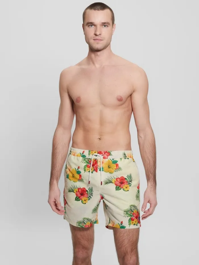 Men Medium Hawaii Swim Trunks Hawaii Ibiscus White Pants and Shorts GUESS Men Medium Hawaii Swim Trunks Hawaii Ibiscus White Pants and Shorts GUESS