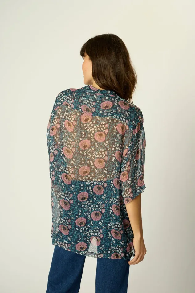 Men Natalie Martin Kevin Shirt Unisex Vintage Flowers Indigo
