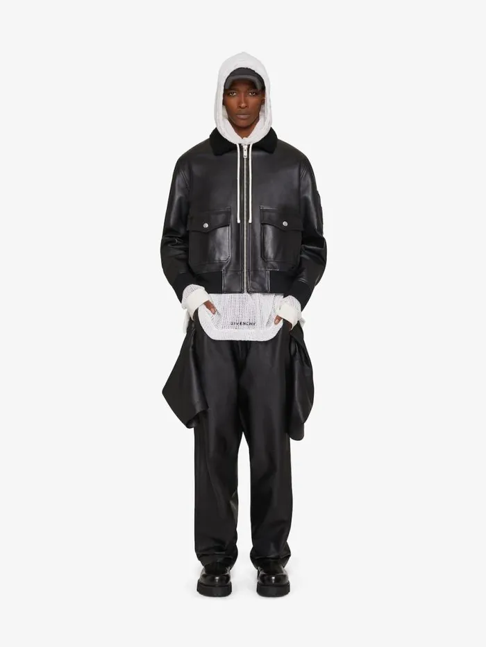 Men Outerwear and Blousons Givenchy Aviator Jacket In Leather And Shearling With Pocket Black Men Outerwear and Blousons Givenchy Aviator Jacket In Leather And Shearling With Pocket Black