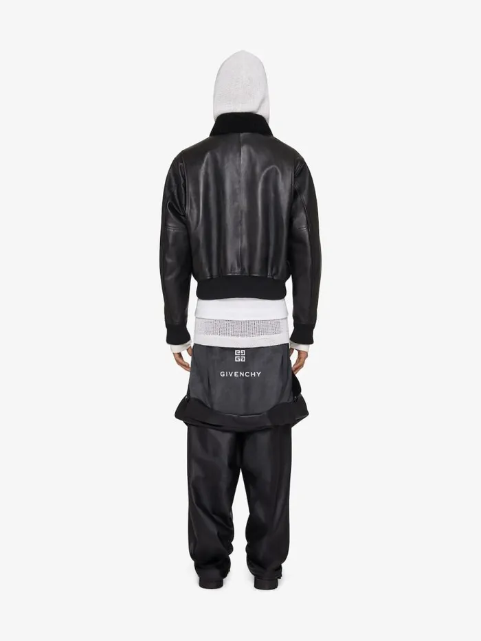 Men Outerwear and Blousons Givenchy Aviator Jacket In Leather And Shearling With Pocket Black