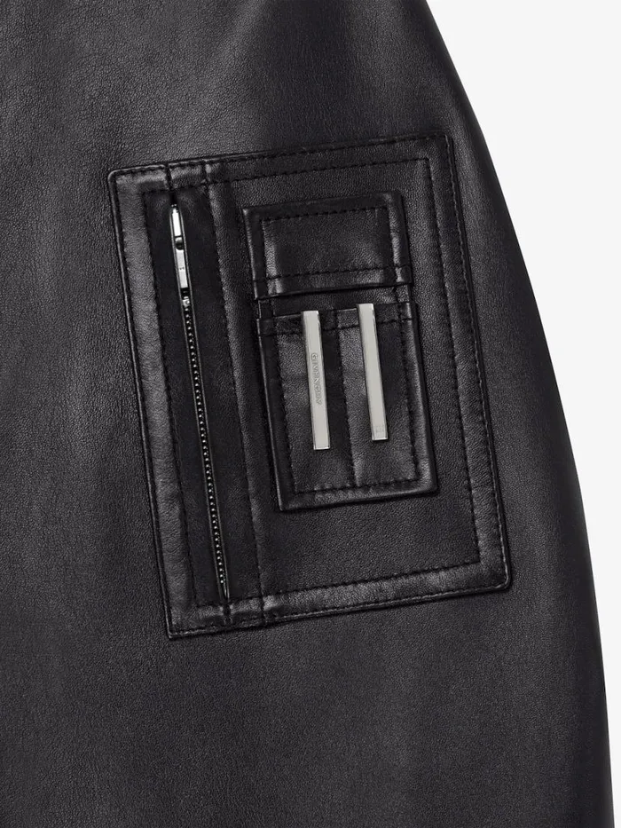 Men Outerwear and Blousons Givenchy Aviator Jacket In Leather And Shearling With Pocket Black