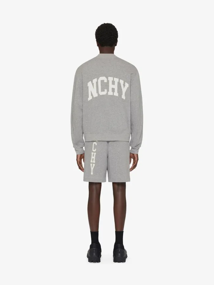 Men Outerwear and Blousons Givenchy GIVENCHY College Varsity Jacket In Fleece Light Grey Melange