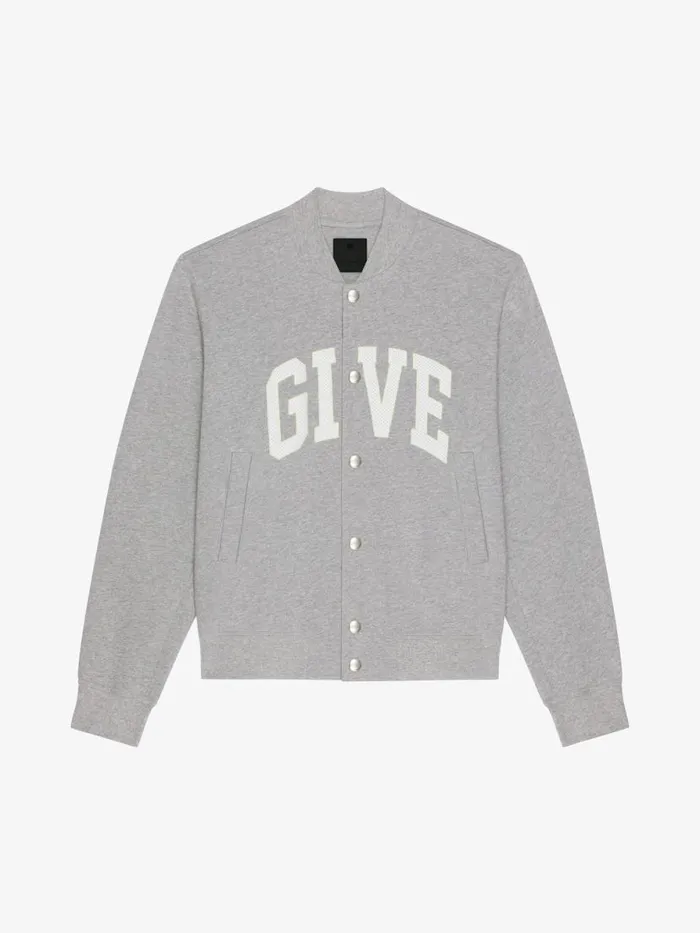 Men Outerwear and Blousons Givenchy GIVENCHY College Varsity Jacket In Fleece Light Grey Melange