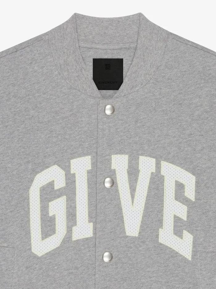 Men Outerwear and Blousons Givenchy GIVENCHY College Varsity Jacket In Fleece Light Grey Melange