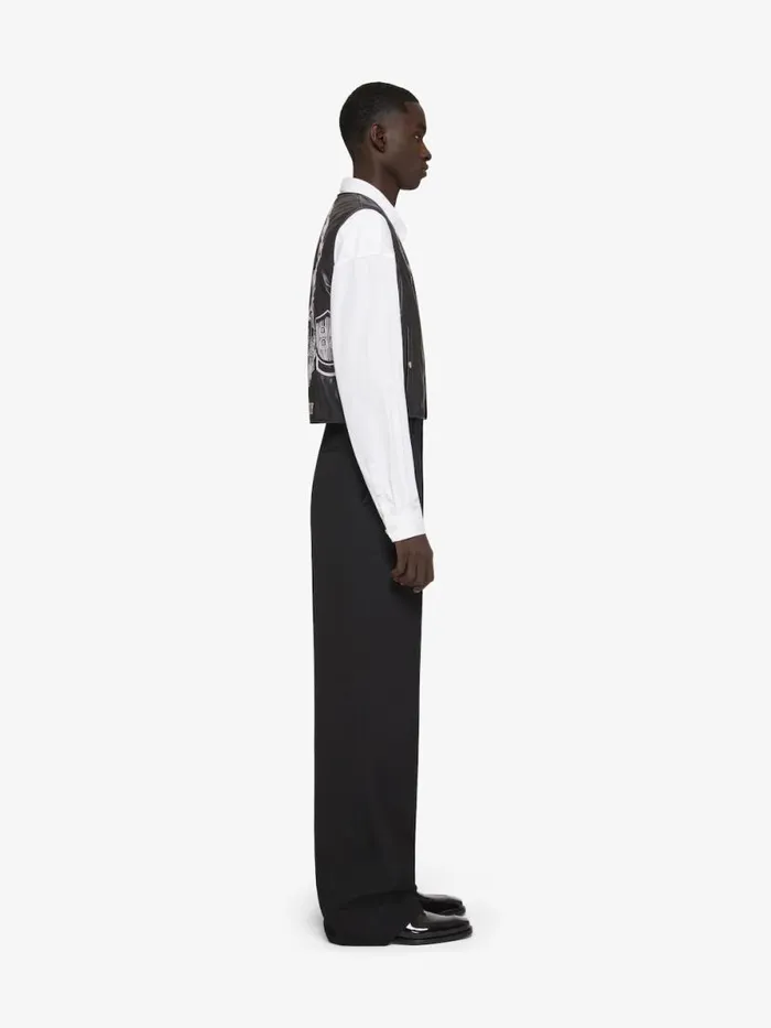 Men Outerwear and Blousons Givenchy GIVENCHY Crest Waistcoat In Embroidered Leather Blackwhite