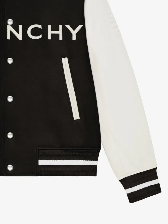 Men Outerwear and Blousons Givenchy GIVENCHY Varsity Jacket In Wool And Leather Blackwhite