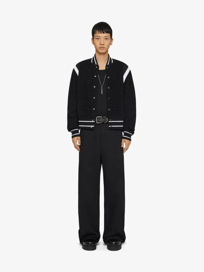 Men Outerwear and Blousons Givenchy Varsity Jacket In 4G Knit With Velvet Effect Black Men Outerwear and Blousons Givenchy Varsity Jacket In 4G Knit With Velvet Effect Black