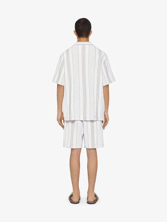 Men Pants and Shorts Givenchy Bermuda Shorts In Cotton Towelling With Stripes Whitebeige