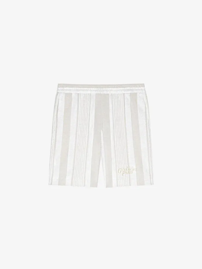 Men Pants and Shorts Givenchy Bermuda Shorts In Cotton Towelling With Stripes Whitebeige