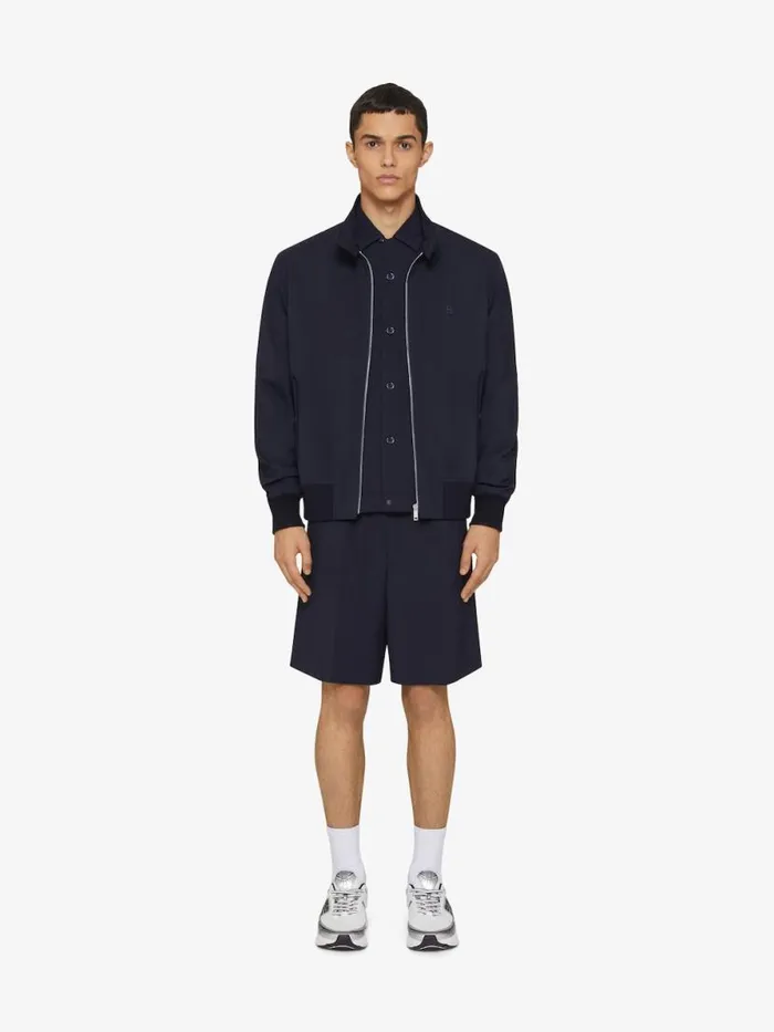 Men Pants and Shorts Givenchy Bermuda Shorts In Wool Poplin Night Blue