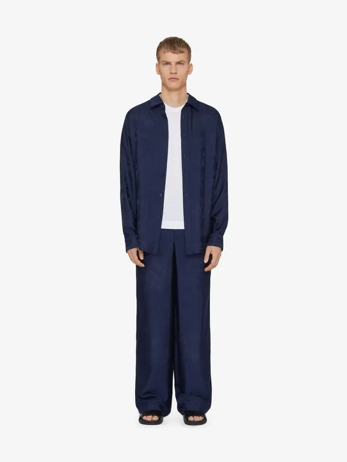 Men Pants and Shorts Givenchy Pants In Silk Floral Jacquard Navy