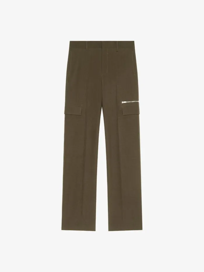 Men Pants and Shorts Givenchy Tailored Pants In Wool With Pocket Details Khaki