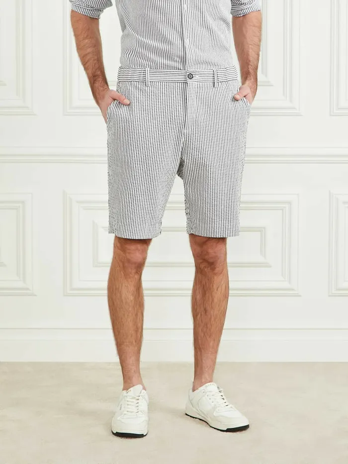 Men Pants and Shorts GUESS Capri Short WhiteNavy Stripes
