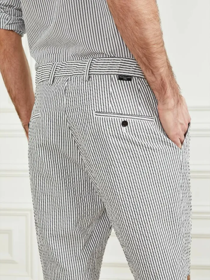 Men Pants and Shorts GUESS Capri Short WhiteNavy Stripes Men Pants and Shorts GUESS Capri Short WhiteNavy Stripes