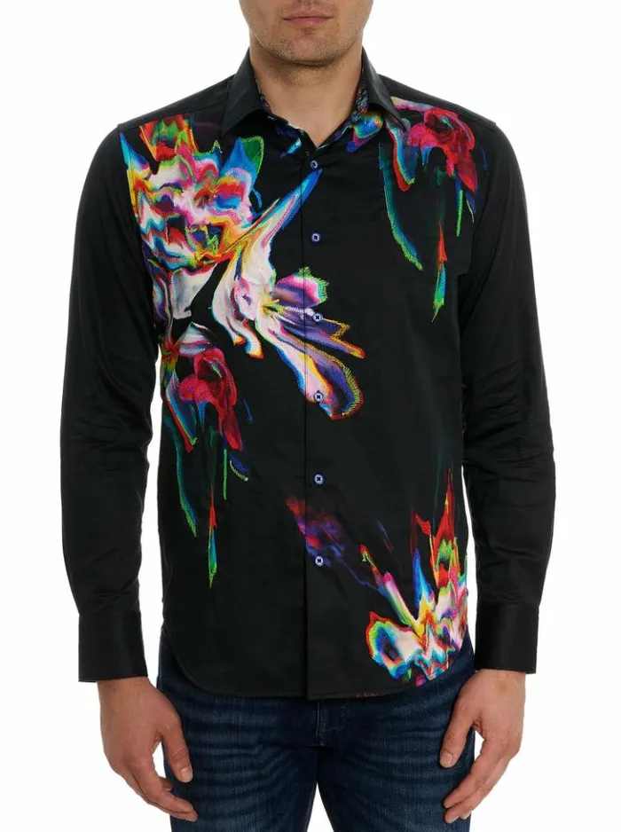 Men Robert Graham Button Down Shirts Aurora Long Sleeve Button Down Shirt Black Men Robert Graham Button Down Shirts Aurora Long Sleeve Button Down Shirt Black