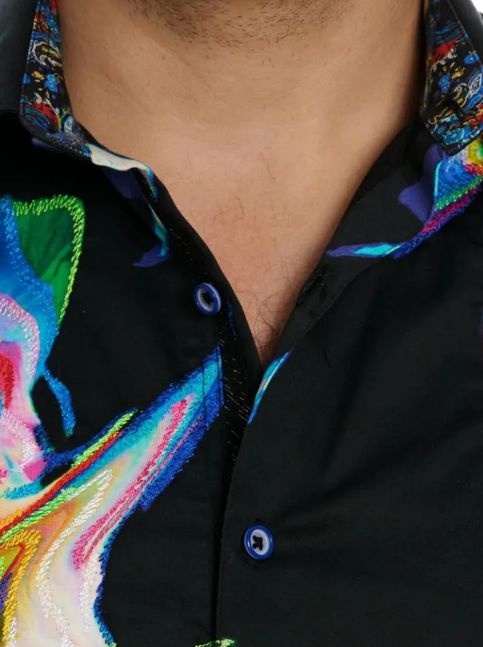 Men Robert Graham Button Down Shirts Aurora Long Sleeve Button Down Shirt Black
