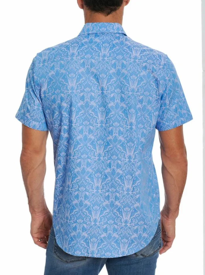 Men Robert Graham Button Down Shirts Highland Short Sleeve Button Down Shirt Classic