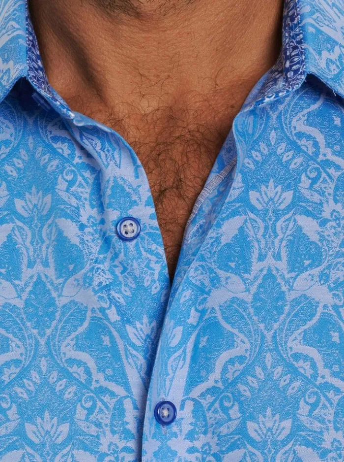 Men Robert Graham Button Down Shirts Highland Short Sleeve Button Down Shirt Classic