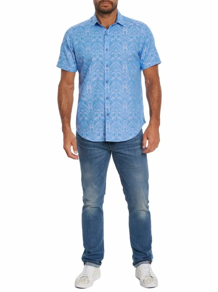 Men Robert Graham Button Down Shirts Highland Short Sleeve Button Down Shirt Classic