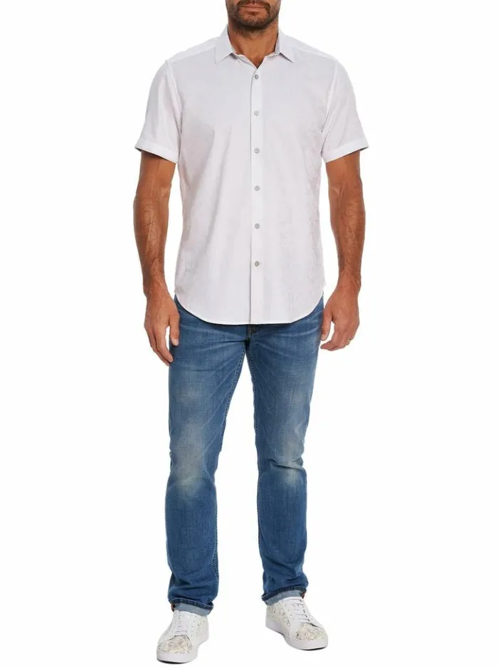 Men Robert Graham Button Down Shirts Highland Short Sleeve Button Down Shirt Classic