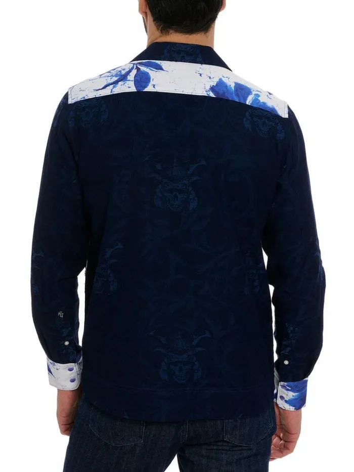 Men Robert Graham Button Down Shirts Limited Edition Blue Murro Long Sleeve Button Down Shirt Blue