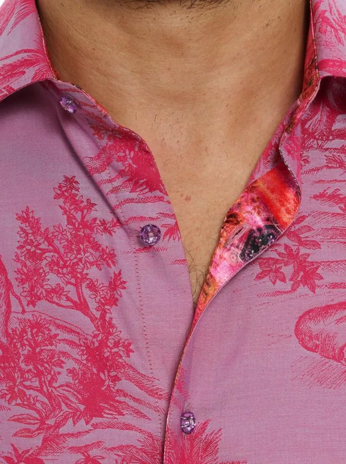 Men Robert Graham Button Down Shirts Limited Edition Endless Dreams Long Sleeve Button Down Shirt Pink