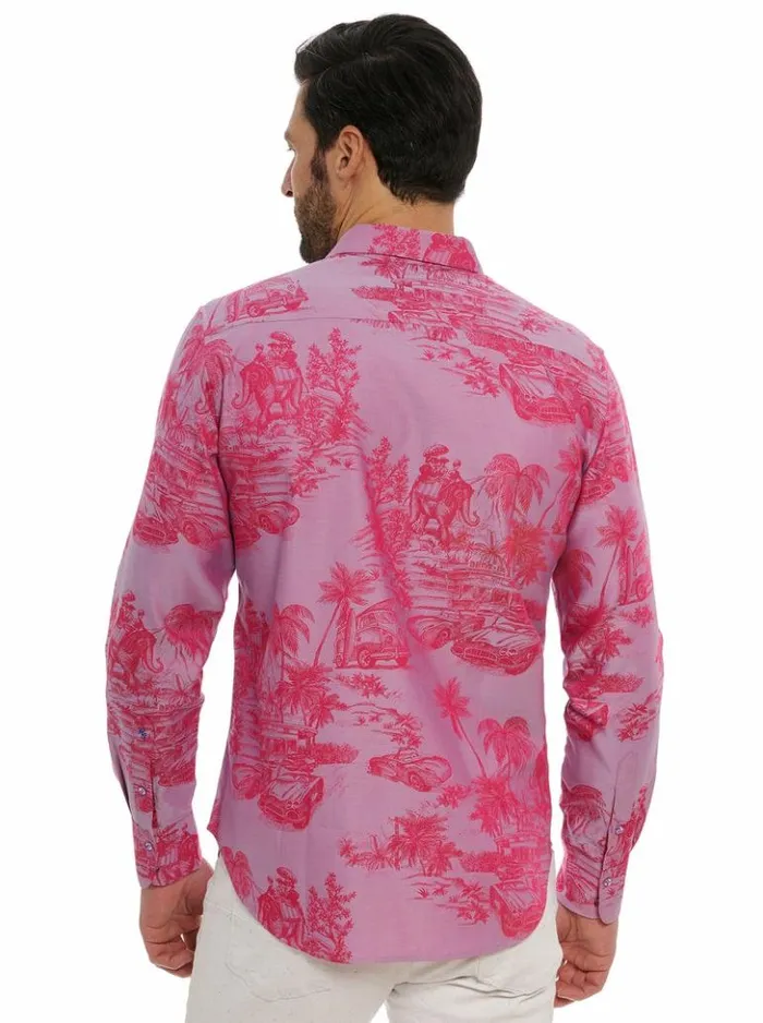 Men Robert Graham Button Down Shirts Limited Edition Endless Dreams Long Sleeve Button Down Shirt Pink