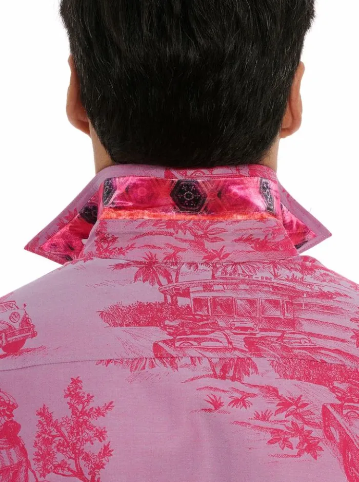 Men Robert Graham Button Down Shirts Limited Edition Endless Dreams Long Sleeve Button Down Shirt Pink