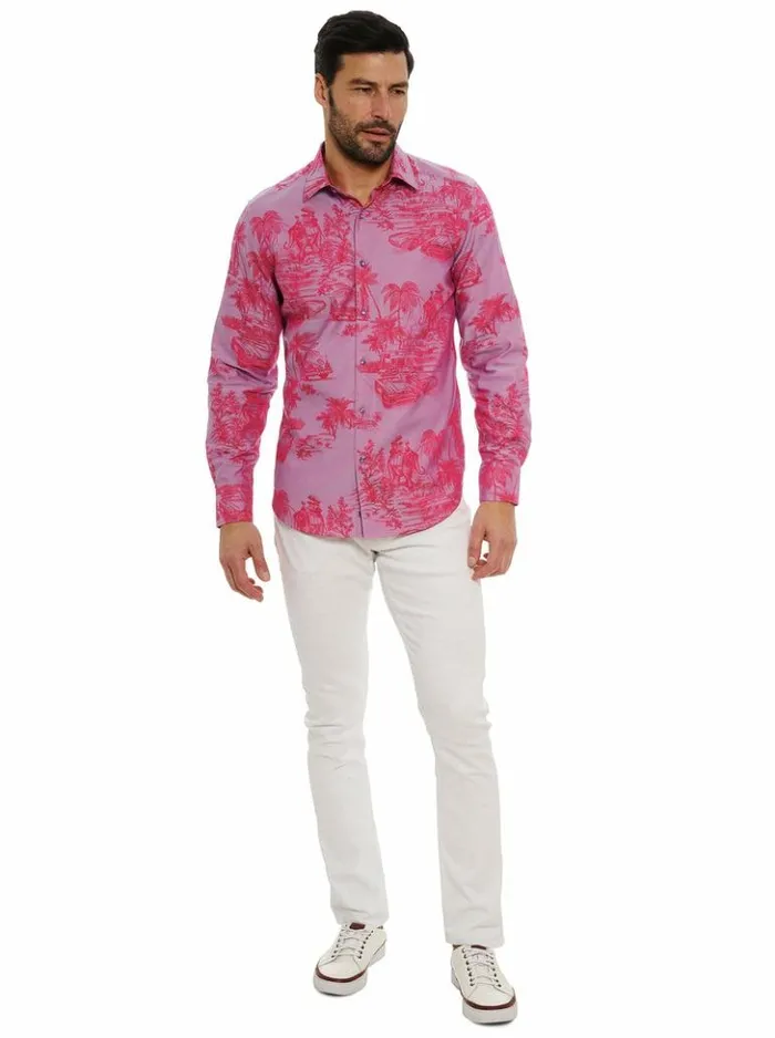 Men Robert Graham Button Down Shirts Limited Edition Endless Dreams Long Sleeve Button Down Shirt Pink