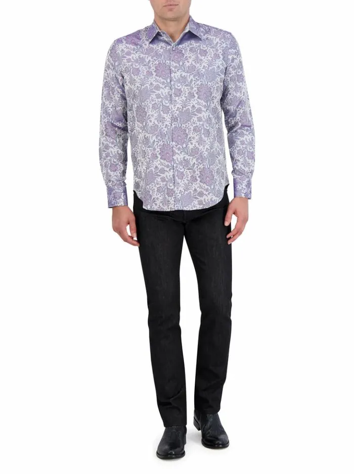 Men Robert Graham Button Down Shirts Limited Edition Portiere Long Sleeve Button Down Shirt Classic