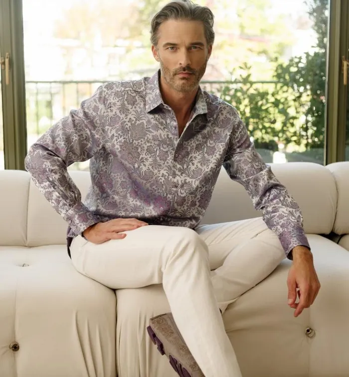 Men Robert Graham Button Down Shirts Limited Edition Portiere Long Sleeve Button Down Shirt Classic