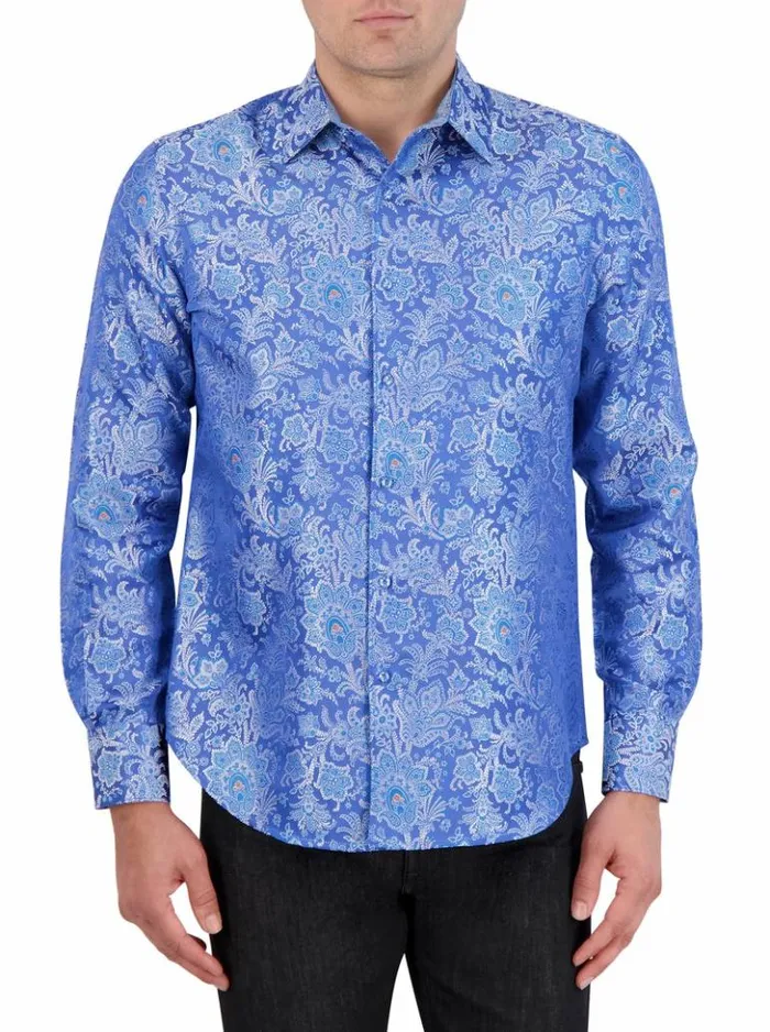 Men Robert Graham Button Down Shirts Limited Edition Portiere Long Sleeve Button Down Shirt Classic