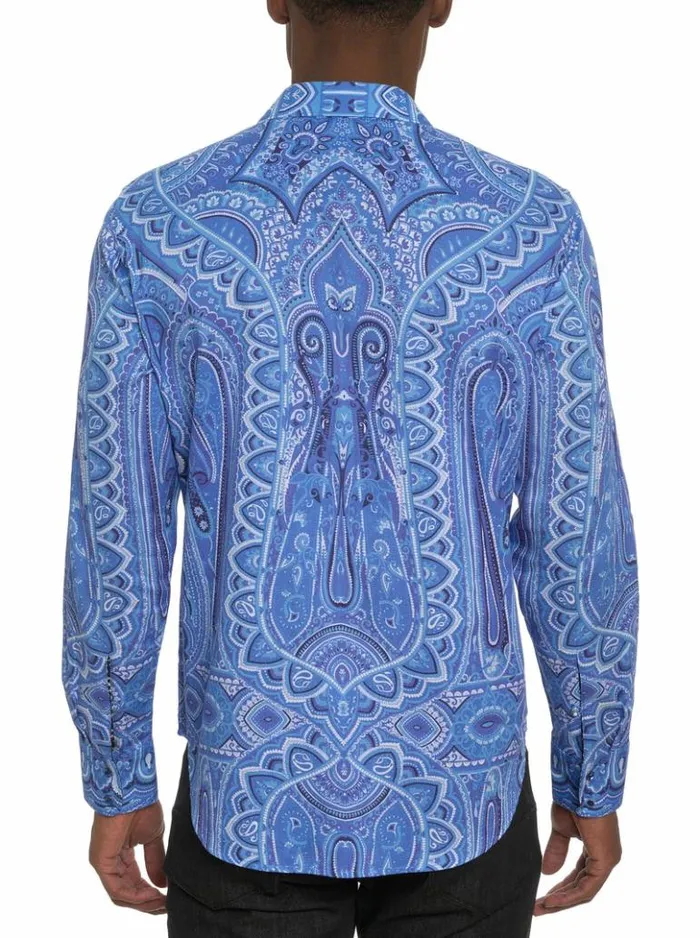 Men Robert Graham Button Down Shirts Limited Edition Singing The Blues Long Sleeve Button Down Shirt Blue