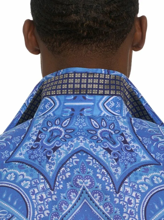 Men Robert Graham Button Down Shirts Limited Edition Singing The Blues Long Sleeve Button Down Shirt Blue