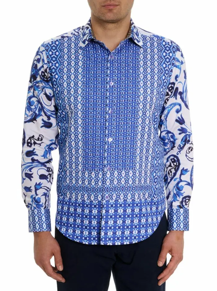 Men Robert Graham Button Down Shirts Limited Edition The Thera Long Sleeve Button Down Shirt Blue Men Robert Graham Button Down Shirts Limited Edition The Thera Long Sleeve Button Down Shirt Blue