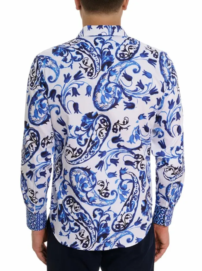Men Robert Graham Button Down Shirts Limited Edition The Thera Long Sleeve Button Down Shirt Blue