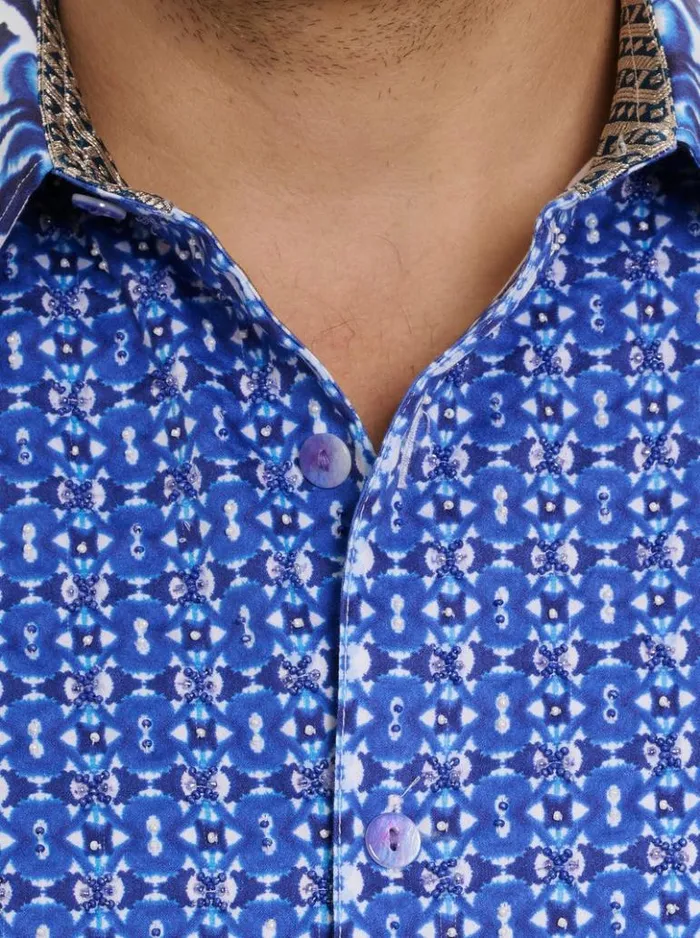 Men Robert Graham Button Down Shirts Limited Edition The Thera Long Sleeve Button Down Shirt Blue