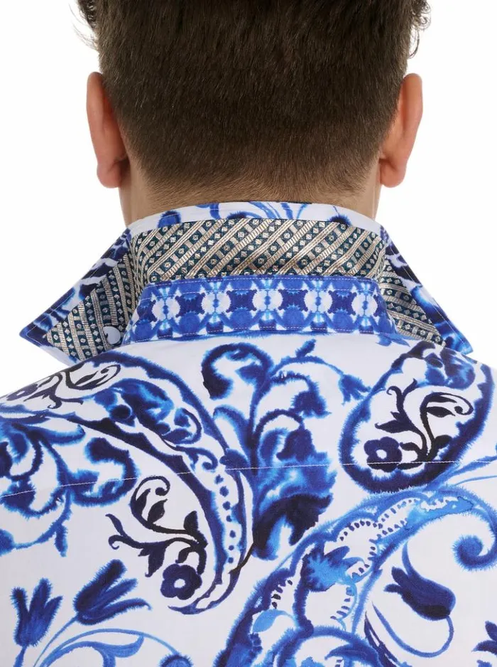 Men Robert Graham Button Down Shirts Limited Edition The Thera Long Sleeve Button Down Shirt Blue