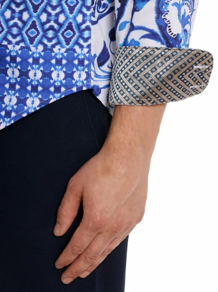 Men Robert Graham Button Down Shirts Limited Edition The Thera Long Sleeve Button Down Shirt Blue