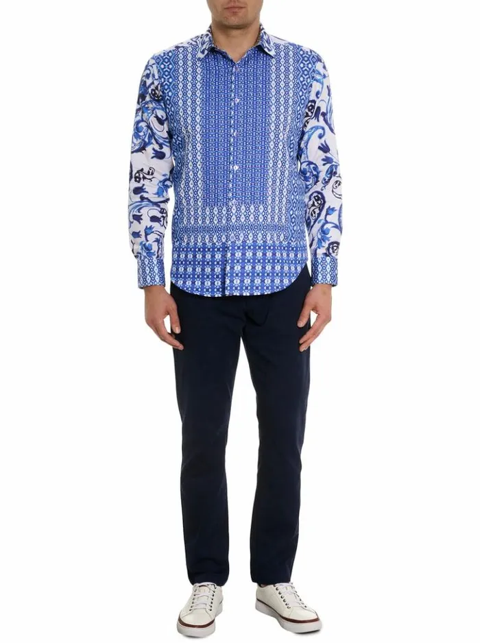 Men Robert Graham Button Down Shirts Limited Edition The Thera Long Sleeve Button Down Shirt Blue