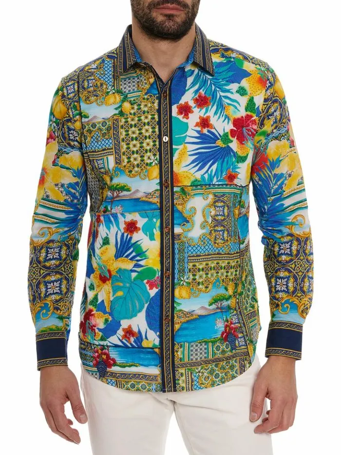 Men Robert Graham Button Down Shirts Limited Edition Toast The Coast Long Sleeve Button Down Shirt Multi