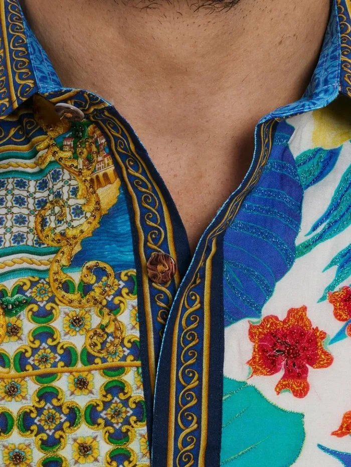 Men Robert Graham Button Down Shirts Limited Edition Toast The Coast Long Sleeve Button Down Shirt Multi