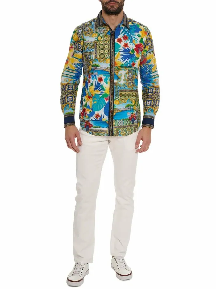 Men Robert Graham Button Down Shirts Limited Edition Toast The Coast Long Sleeve Button Down Shirt Multi