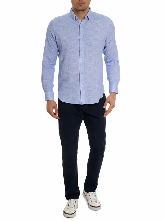 Men Robert Graham Button Down Shirts Reid Long Sleeve Button Down Shirt Lightblue