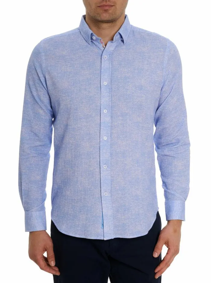 Men Robert Graham Button Down Shirts Reid Long Sleeve Button Down Shirt Lightblue