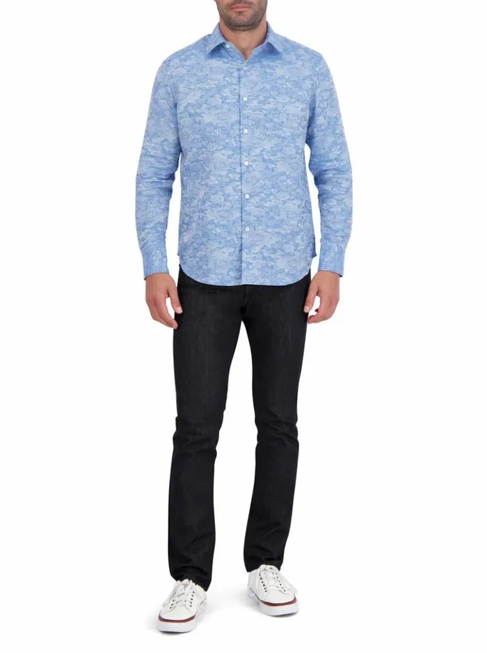 Men Robert Graham Button Down Shirts Sarkis Long Sleeve Button Down Shirt Blue