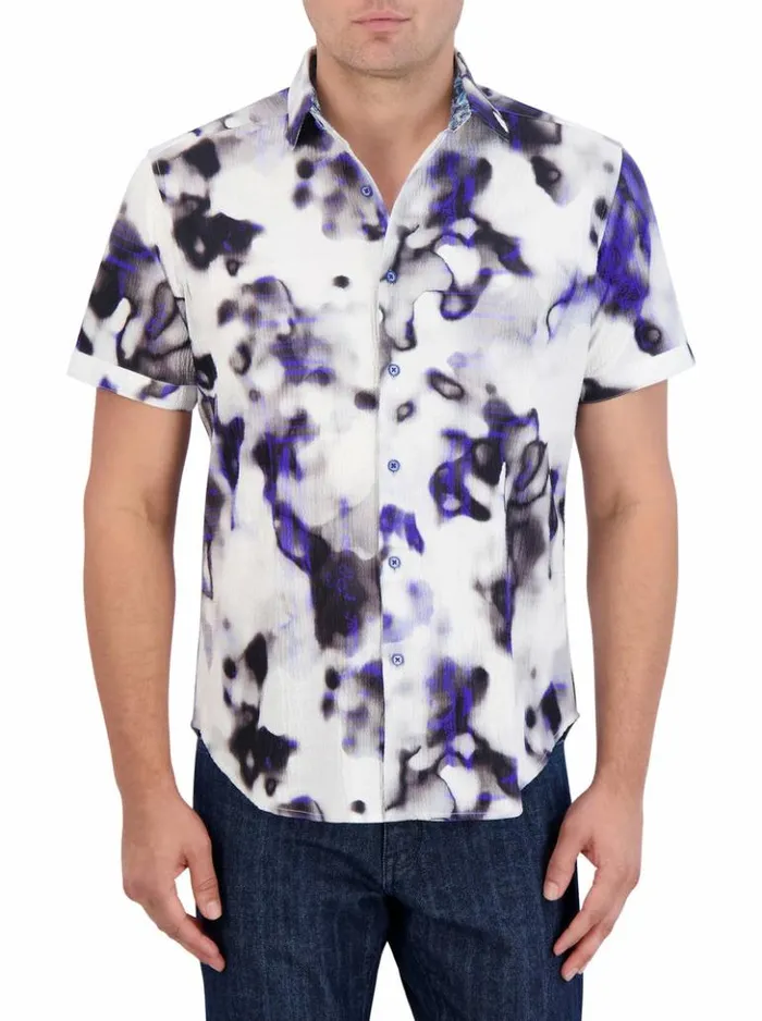 Men Robert Graham Button Down Shirts Tasman Short Sleeve Button Down Shirt Blue Men Robert Graham Button Down Shirts Tasman Short Sleeve Button Down Shirt Blue