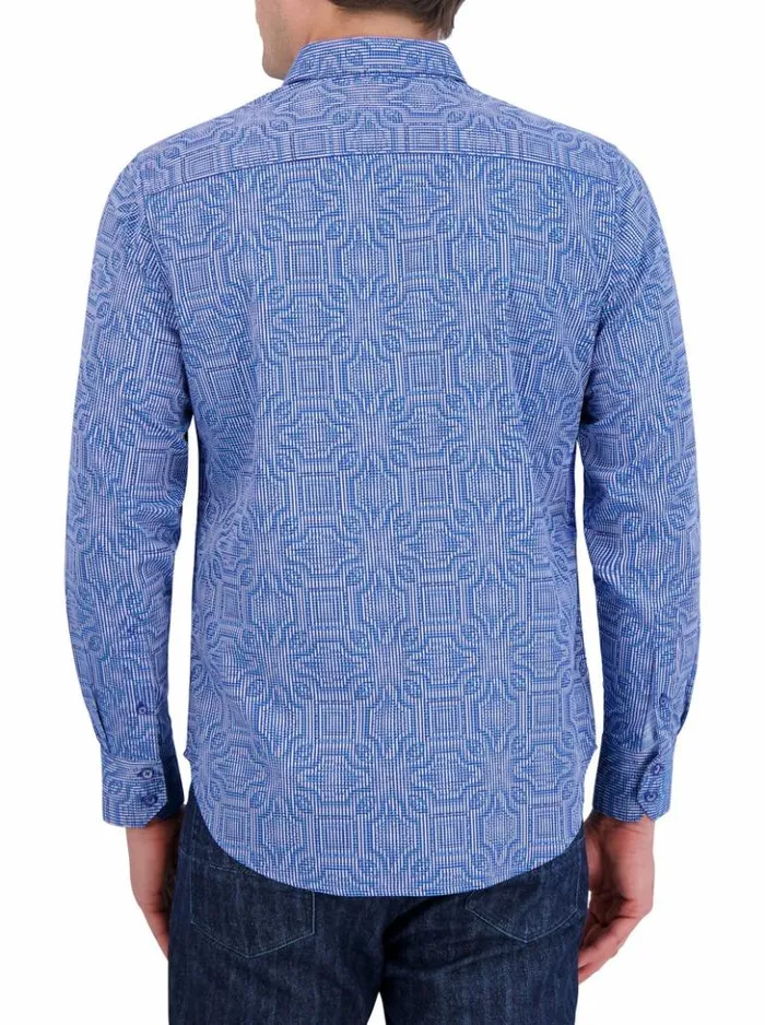 Men Robert Graham Button Down Shirts Voyage Long Sleeve Button Down Shirt Blue
